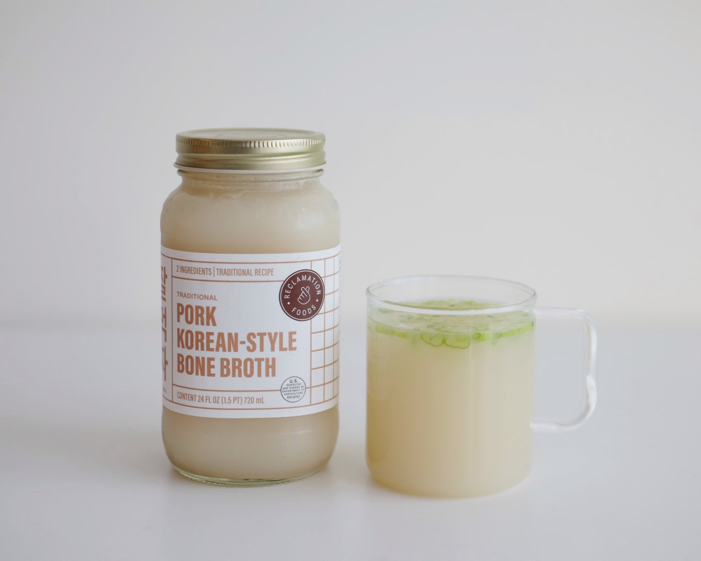 4-Pack Korean-Style Bone Broth: Pasture-Raised Pork (4x 24 oz Jars)