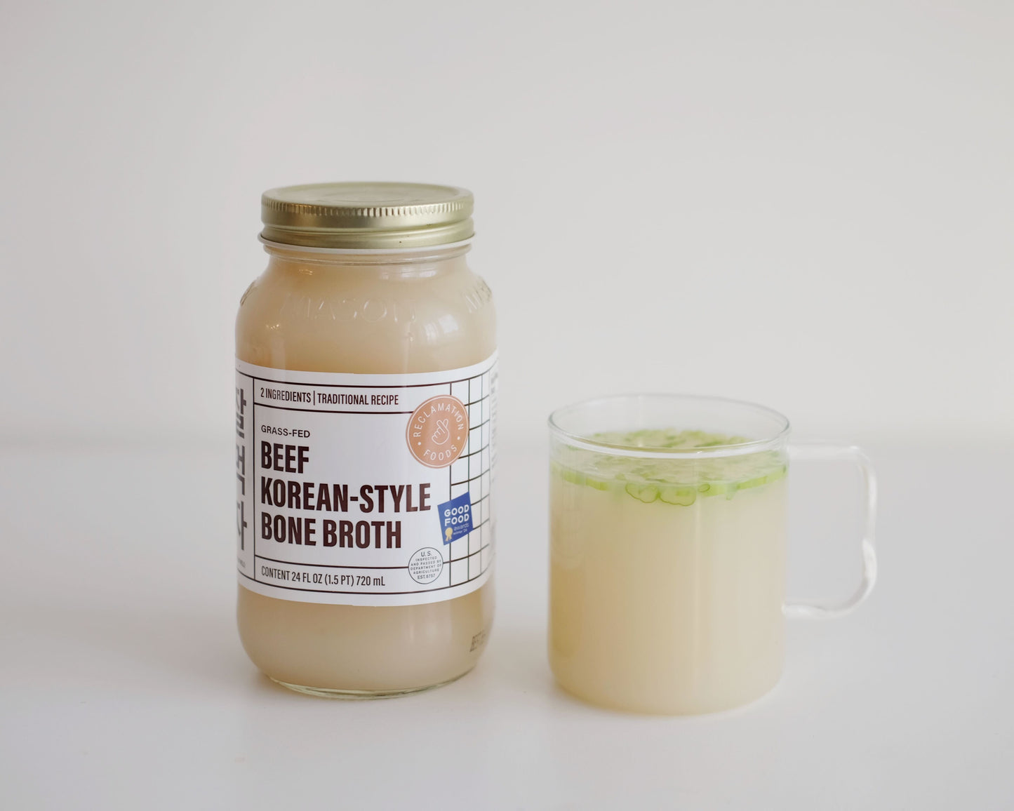 4-Pack Korean-Style Bone Broth: Grass-Fed Beef (4x 24 oz Jars)