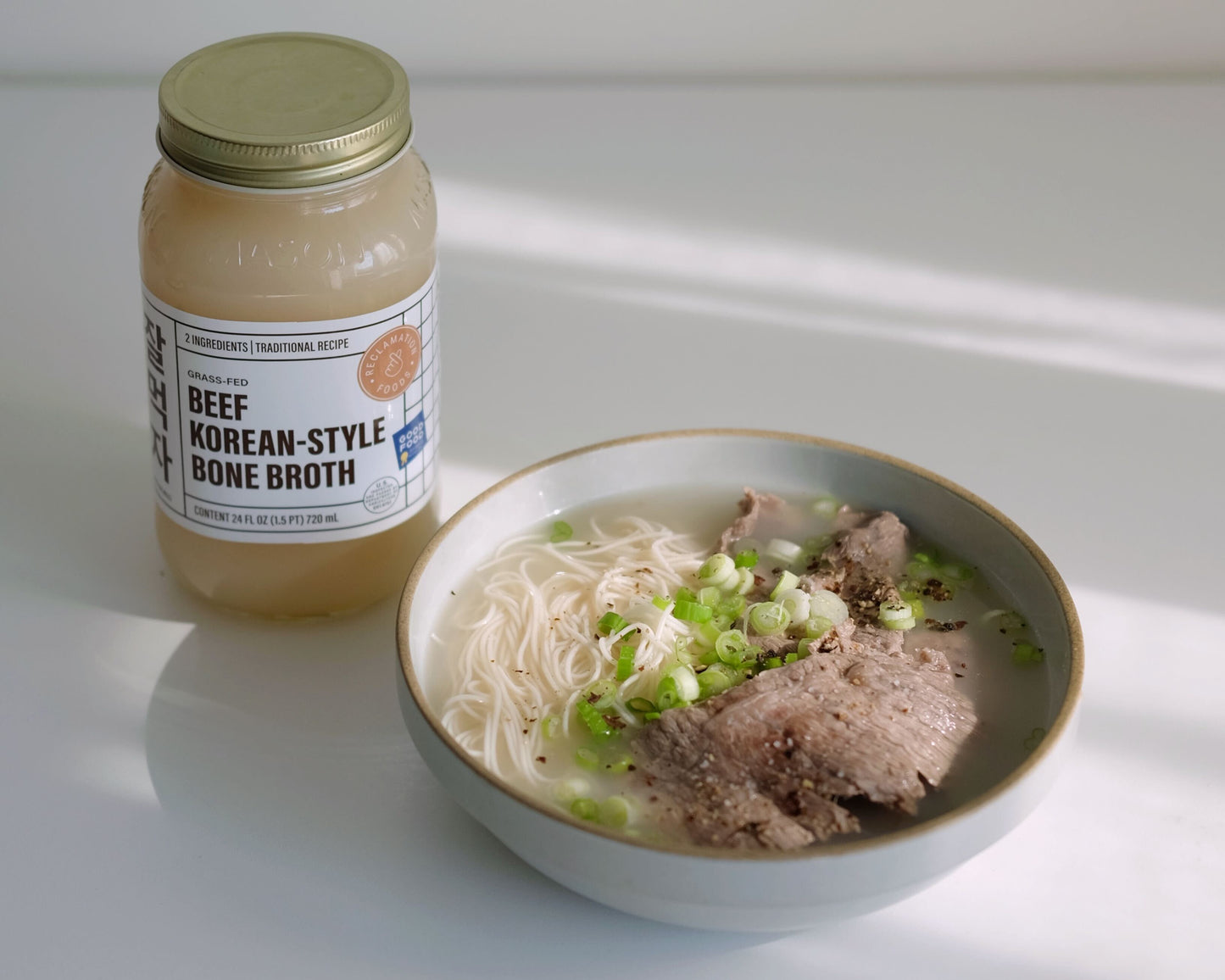 4-Pack Korean-Style Bone Broth: Grass-Fed Beef (4x 24 oz Jars)