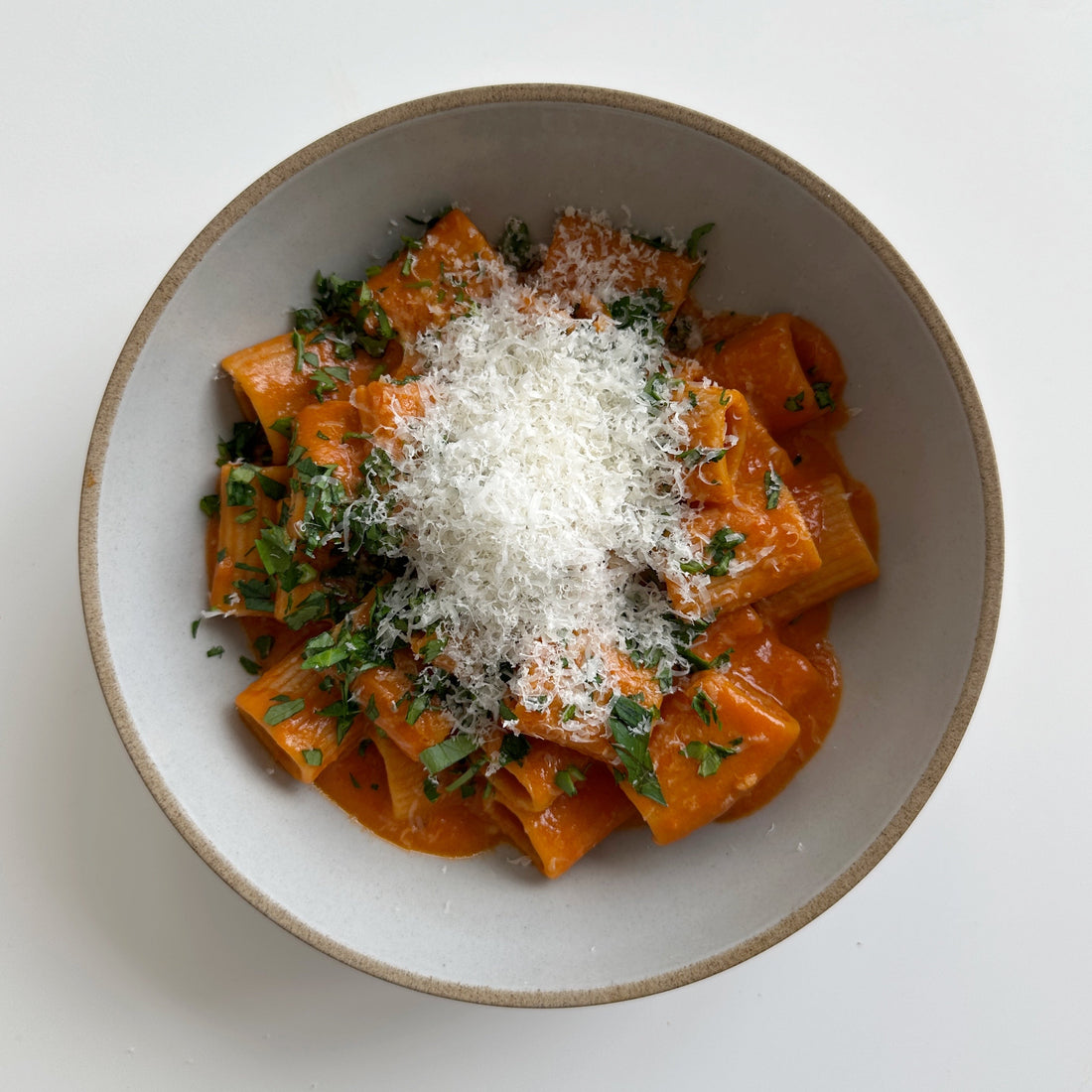 Climate-Positive Creamy Rigatoni with Marinara and Mascarpone