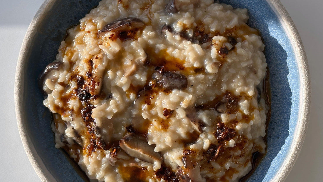 Mushroom Congee with Leftover Rice