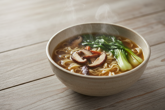 Bone Broth Miso Soup with Mushrooms and Bok Choy