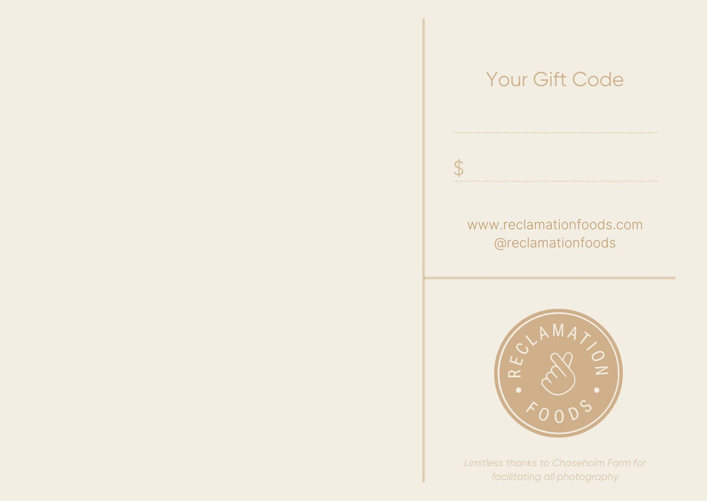 Reclamation Foods Gift Card